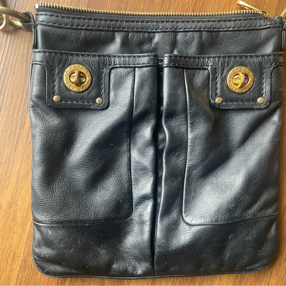 Marc By Marc Jacobs Crossbody Purse Black Leather Bag Totally Turnlock Sia Gold - Picture 2 of 14